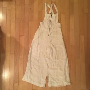 FREE PEOPLE white linen overalls